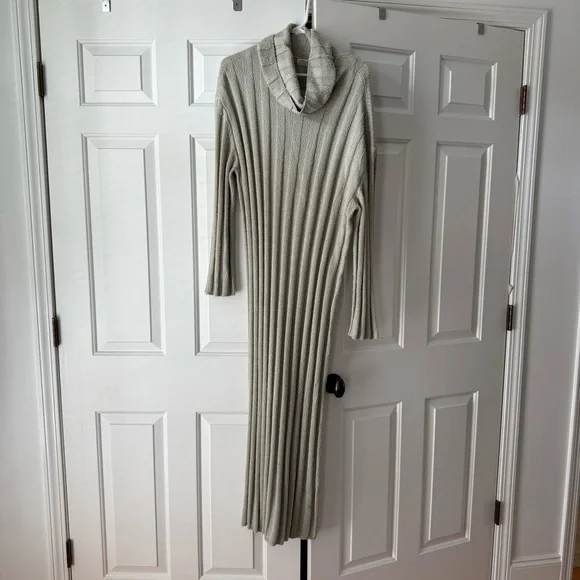 FP Beach Free People Beach Wanda Ribbed Sweater Dress Large Agate Gray VGUC - Picture 4 of 7